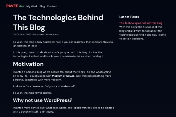 Pavee.dev Fully Responsive Site